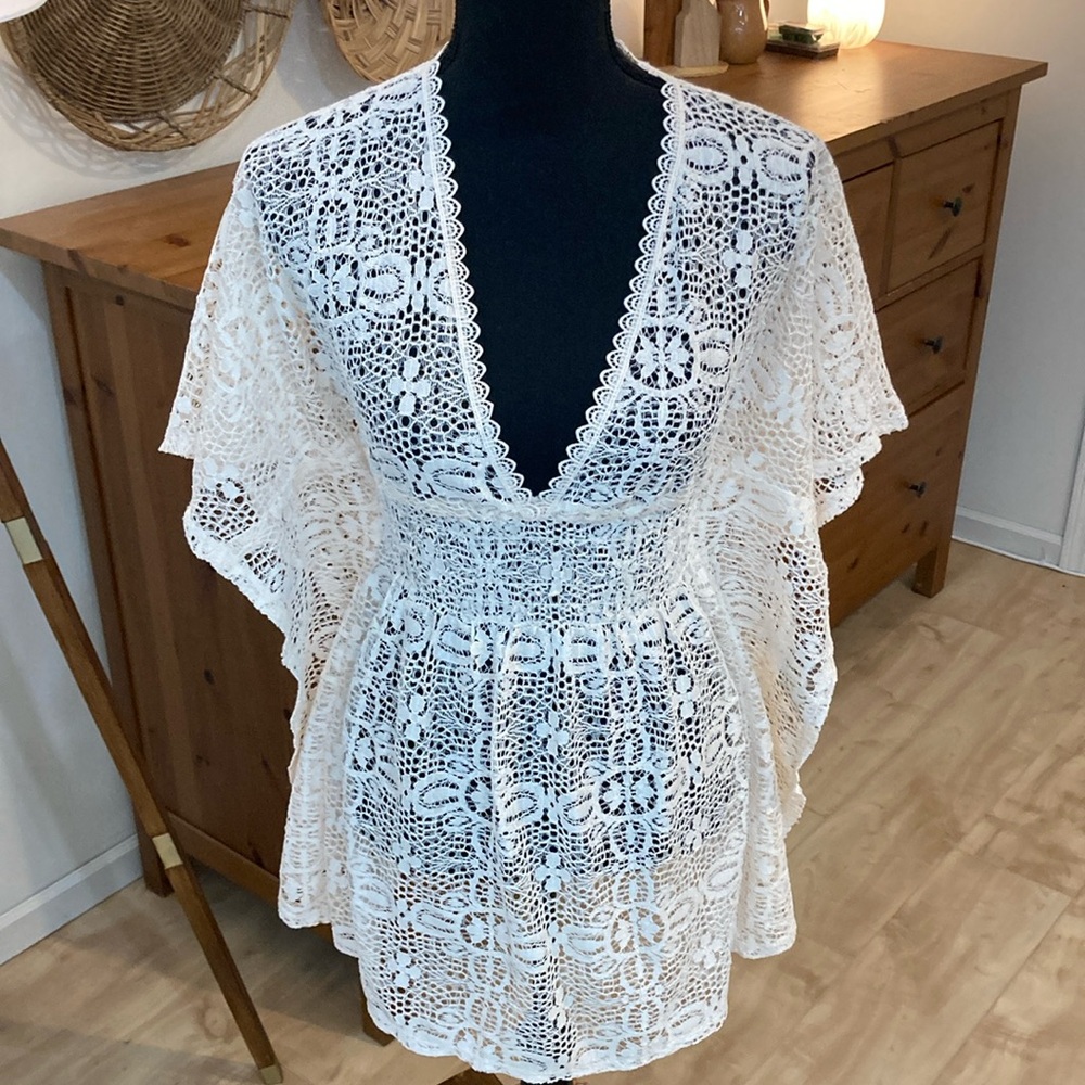 Lace swim cover up
